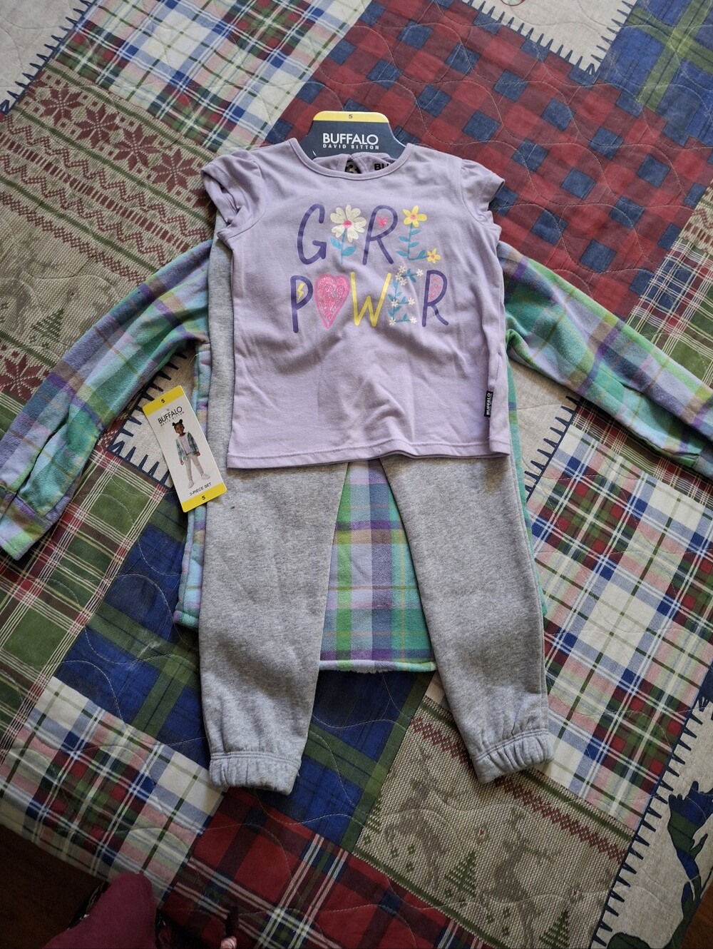 BUFFALO DAVID BITTON GIRLS Sz 5 OUTFIT 3 Pc SHIRT/JACKET, Pants & TOP NWT Purple